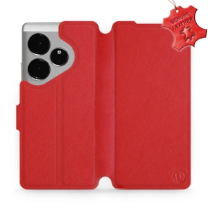 Etui ze skóry naturalnej do Realme GT 6 - wzór Red Leather