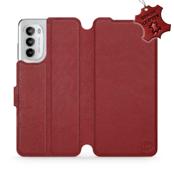 Phone Case Motorola Moto G82 5G - Design Dark Red Leather