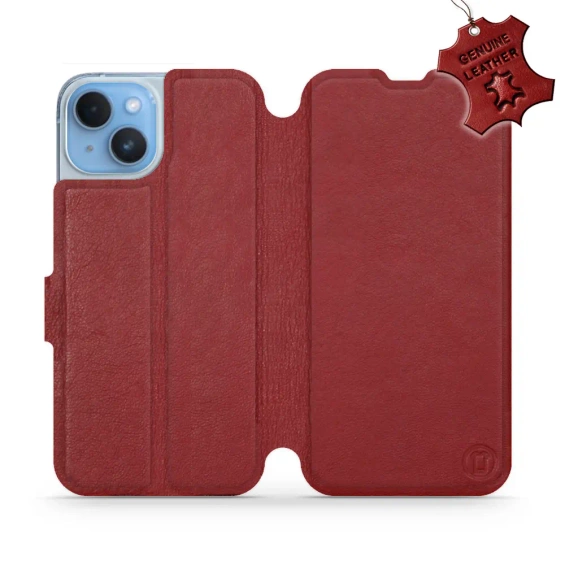 Phone Case Apple iPhone 14 - Design Dark Red Leather