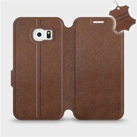 Etui ze skóry naturalnej do Samsung Galaxy S6 Edge - wzór Brown Leather