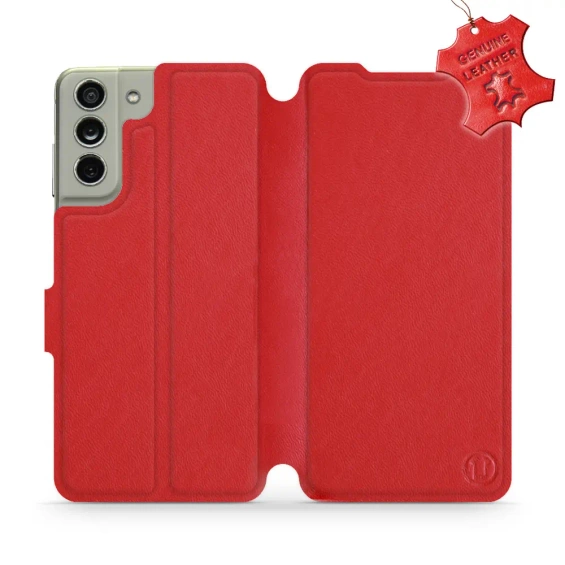 Phone Case Samsung Galaxy S21 FE - Design Red Leather