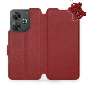 Etui ze skóry naturalnej do Xiaomi Redmi 13 - wzór Dark Red Leather