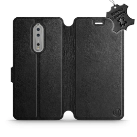 Etui ze skóry naturalnej do Nokia 8 - wzór Black Leather