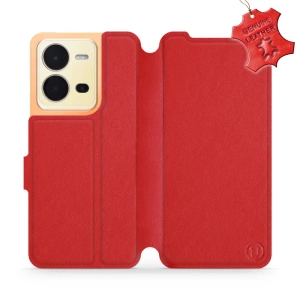 Phone Case Vivo X80 Lite - Design Red Leather