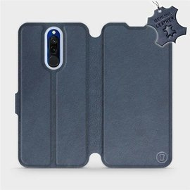 Etui ze skóry naturalnej do Xiaomi Redmi 8 - wzór Blue Leather