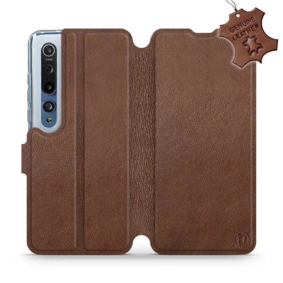 Etui ze skóry naturalnej do Xiaomi Mi 10 - wzór Brown Leather