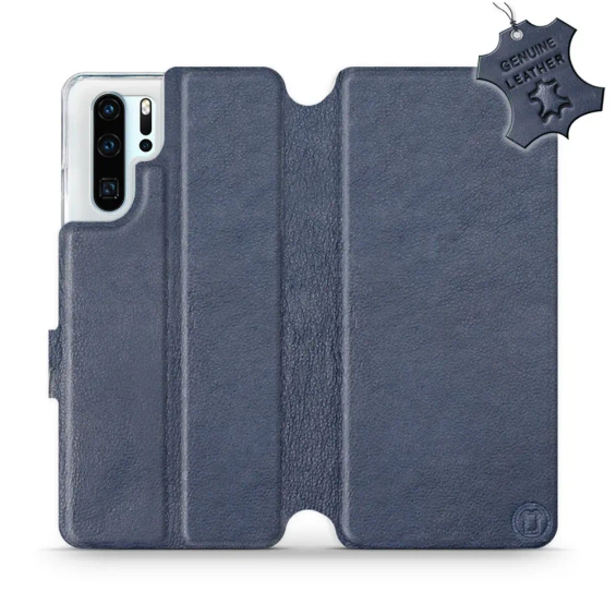 Etui ze skóry naturalnej do Huawei P30 Pro - wzór Blue Leather
