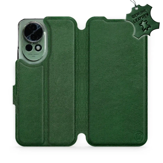Etui ze skóry naturalnej do Huawei Nova 13 - wzór Green Leather