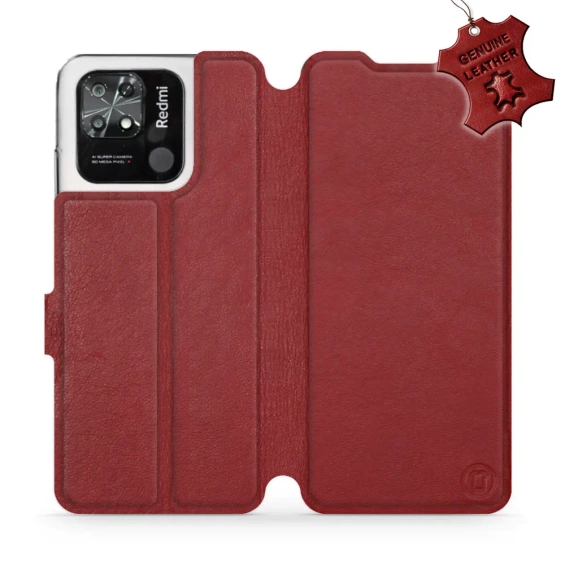 Phone Case Xiaomi Redmi 10C - Design Dark Red Leather