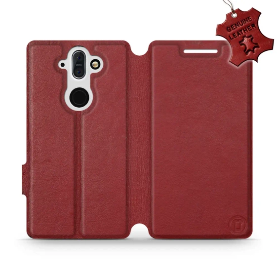 Phone Case Nokia 8 Sirocco - Design Dark Red Leather