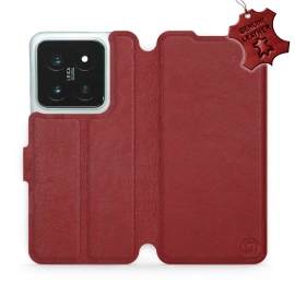 Phone Case Xiaomi 14 Pro - Design Dark Red Leather