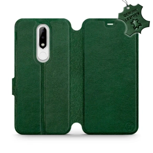 Etui ze skóry naturalnej do Nokia 5.1 Plus - wzór Green Leather