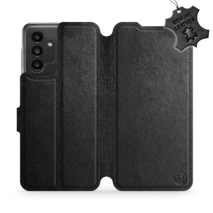 Etui ze skóry naturalnej do Samsung Galaxy A13 5G - wzór Black Leather