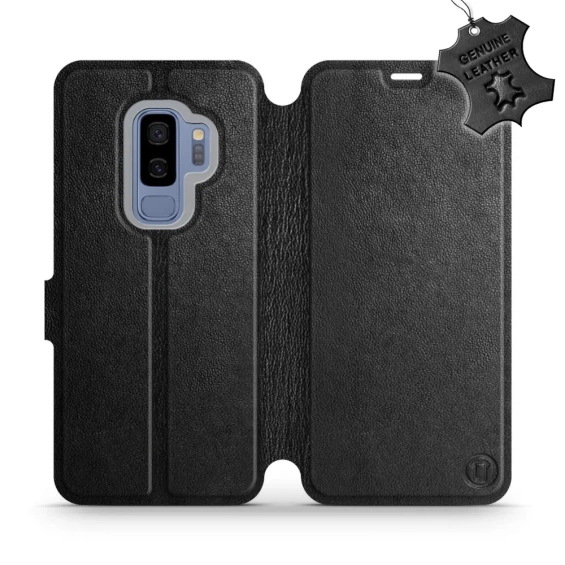 Etui ze skóry naturalnej do Samsung Galaxy S9 Plus - wzór Black Leather