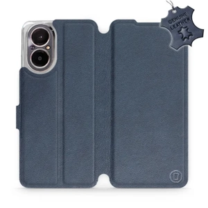 Etui ze skóry naturalnej do Realme C67 4G - wzór Blue Leather