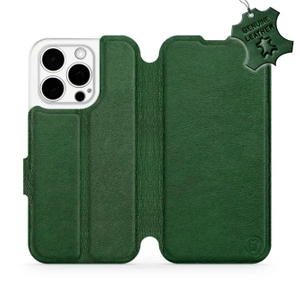 Etui ze skóry naturalnej do Apple iPhone 15 Pro - wzór Green Leather