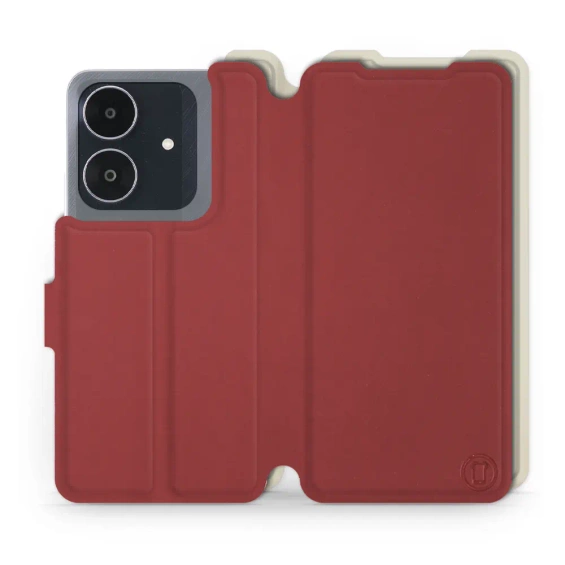 Hülle für Realme Note 60 - Farbe Dunkelrot mit Platin