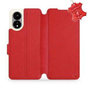 Etui ze skóry naturalnej do OPPO A38 - wzór Red Leather