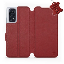 Phone Case Xiaomi POCO M4 Pro 4G - Design Dark Red Leather