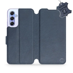 Etui ze skóry naturalnej do Samsung Galaxy A34 5G - wzór Blue Leather