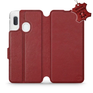 Phone Case Samsung Galaxy A20e - Design Dark Red Leather