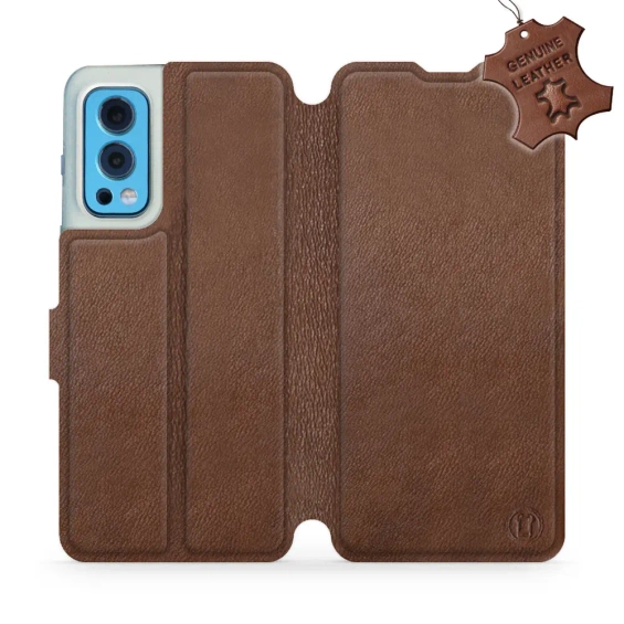 Etui ze skóry naturalnej do OnePlus Nord 2 5G - wzór Brown Leather