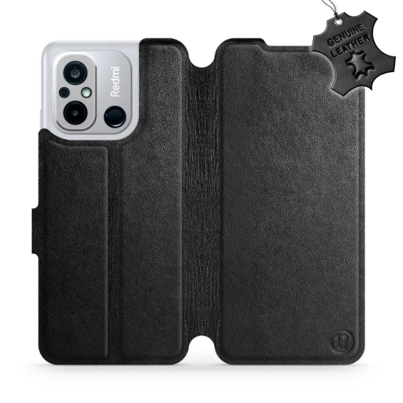 Phone Case Xiaomi Redmi 12C - Design Black Leather