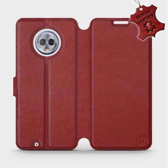 Phone Case Motorola Moto G6 - Design Dark Red Leather