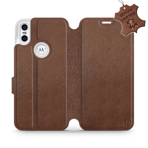 Phone Case Motorola One - Design Brown Leather