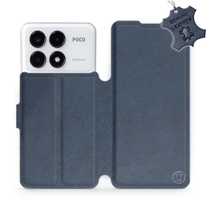 Etui ze skóry naturalnej do Xiaomi POCO F6 Pro - wzór Blue Leather