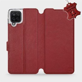 Phone Case Samsung Galaxy A12 - Design Dark Red Leather