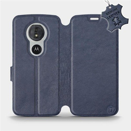 Etui ze skóry naturalnej do Motorola Moto E5 - wzór Blue Leather