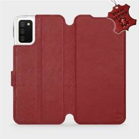 Phone Case Samsung Galaxy A02S - Design Dark Red Leather