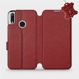 Phone Case Huawei Y7 2019 - Design Dark Red Leather