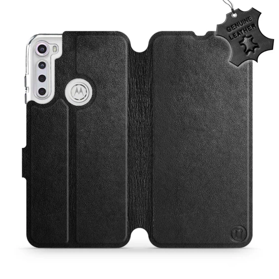 Phone Case Motorola One Fusion Plus - Design Black Leather