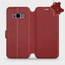 Etui ze skóry naturalnej do Samsung Galaxy S8 - wzór Dark Red Leather