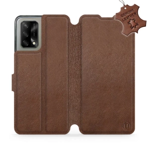 Etui ze skóry naturalnej do OPPO A74 - wzór Brown Leather
