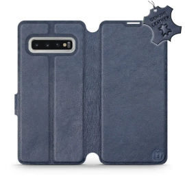 Etui ze skóry naturalnej do Samsung Galaxy S10 - wzór Blue Leather