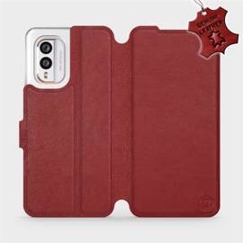 Etui ze skóry naturalnej do Nokia X30 5G - wzór Dark Red Leather