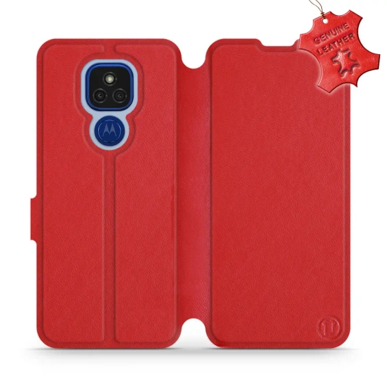 Phone Case Motorola Moto E7 Plus - Design Red Leather