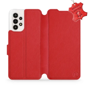Etui ze skóry naturalnej do Samsung Galaxy A13 4G - wzór Red Leather