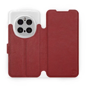 Etui ze skóry naturalnej do Huawei Honor Magic7 Pro 5G - wzór Dark Red Leather