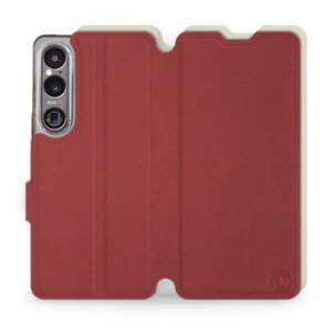 Hülle für Sony Xperia 1 VI - Farbe Dunkelrot mit Platin