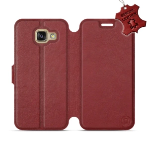 Etui ze skóry naturalnej do Samsung Galaxy A3 2016 - wzór Dark Red Leather