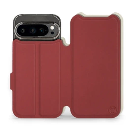 Phone Case Google Pixel 9 Pro - Design Dark Red with Platinum