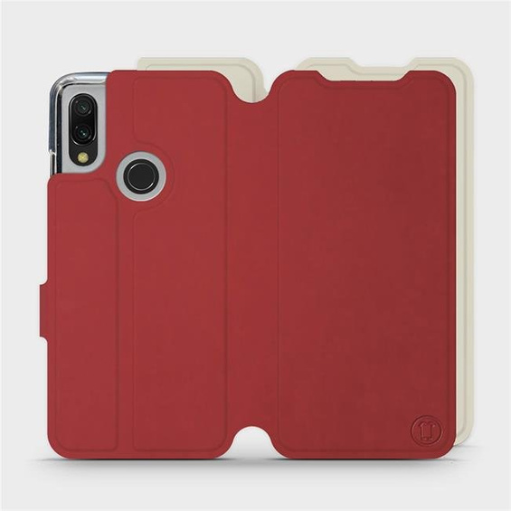 Hülle für Xiaomi Redmi 7 - Farbe Dunkelrot mit Platin