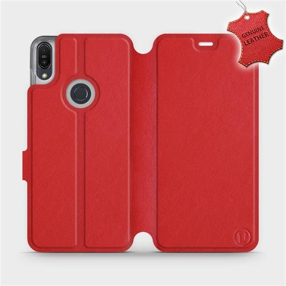 Etui ze skóry naturalnej do Asus Zenfone Max Pro M1 ZB602KL - wzór Red Leather