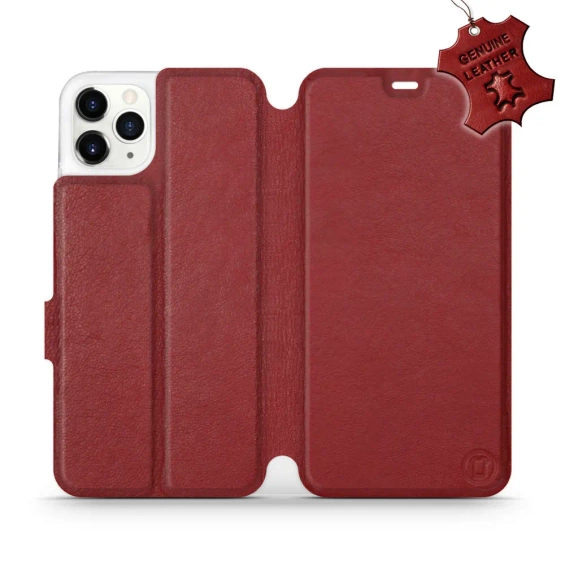 Phone Case Apple iPhone 11 Pro Max - Design Dark Red Leather