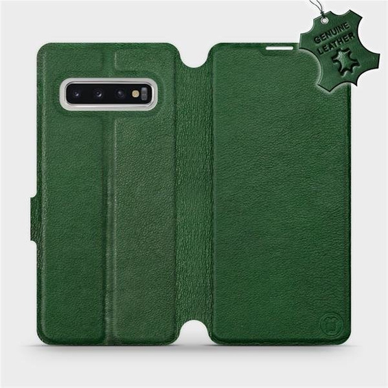 Etui ze skóry naturalnej do Samsung Galaxy S10 - wzór Green Leather