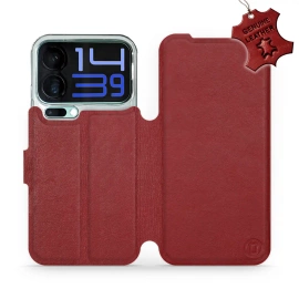 Phone Case Xiaomi 17 Pro Max - Design Dark Red Leather